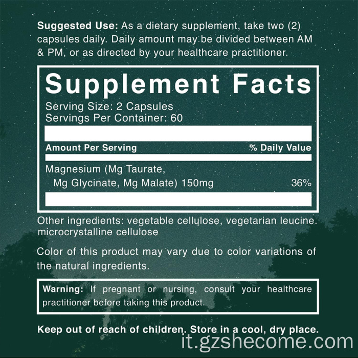 Shecome Triple Calm Magnesium Capsules Supporto muscolare per il sonno